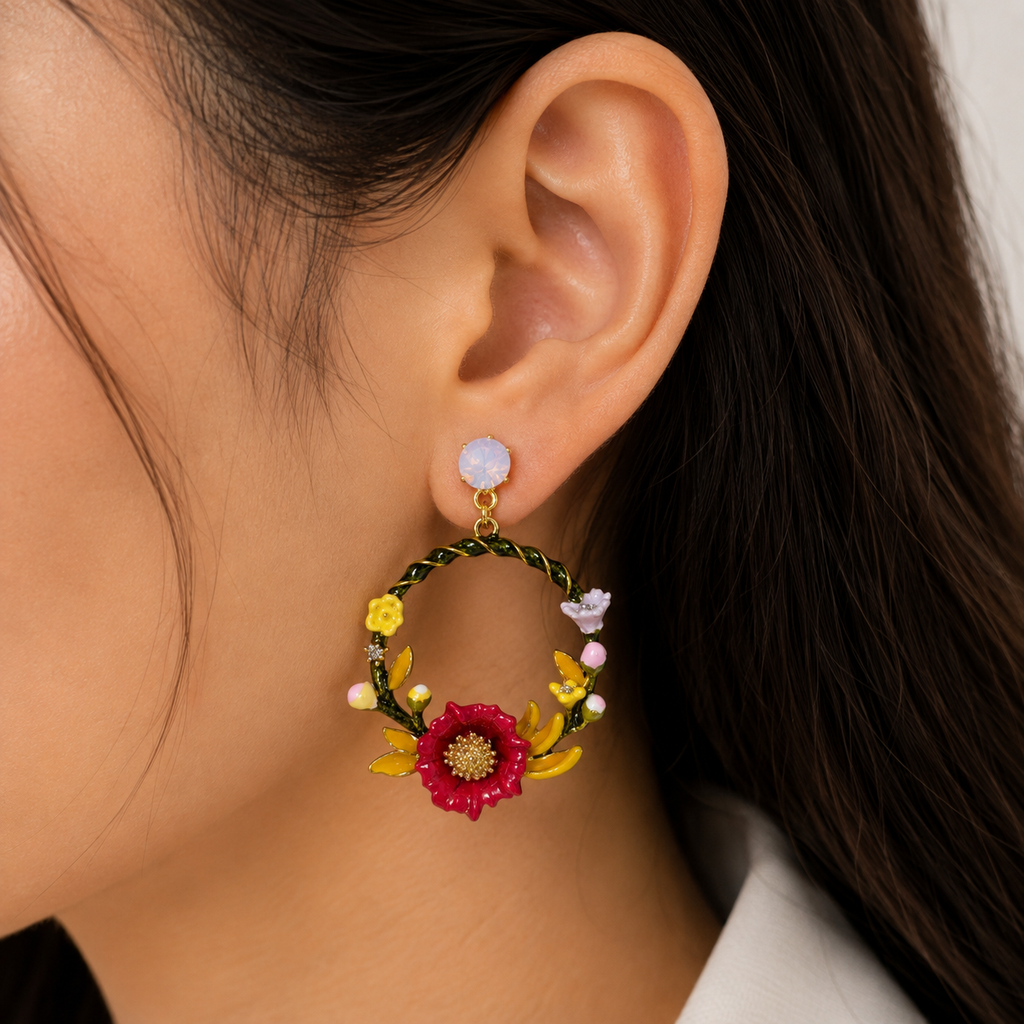 Amelia Floral Enamel Statement Earrings