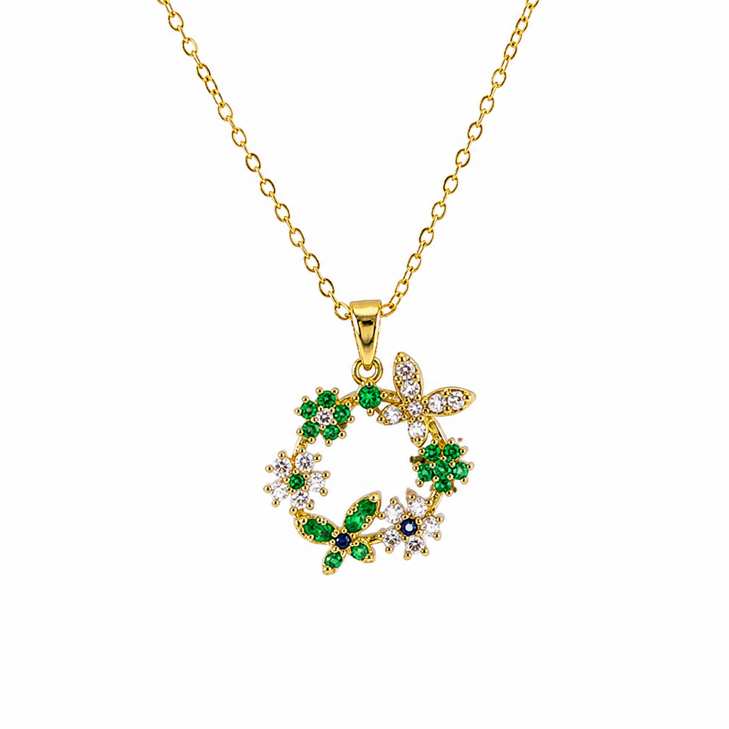 Nora CZ Floral Charm Pendant Necklace