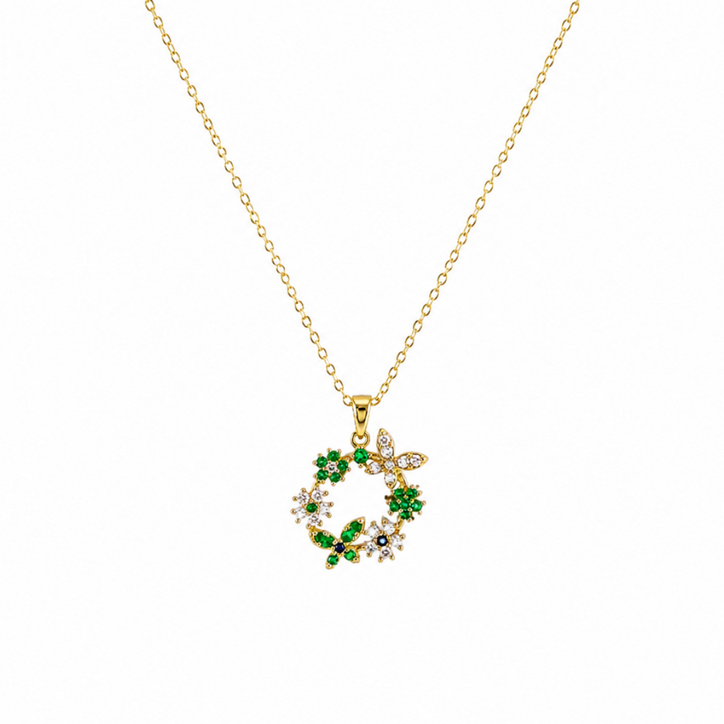 Nora CZ Floral Charm Pendant Necklace