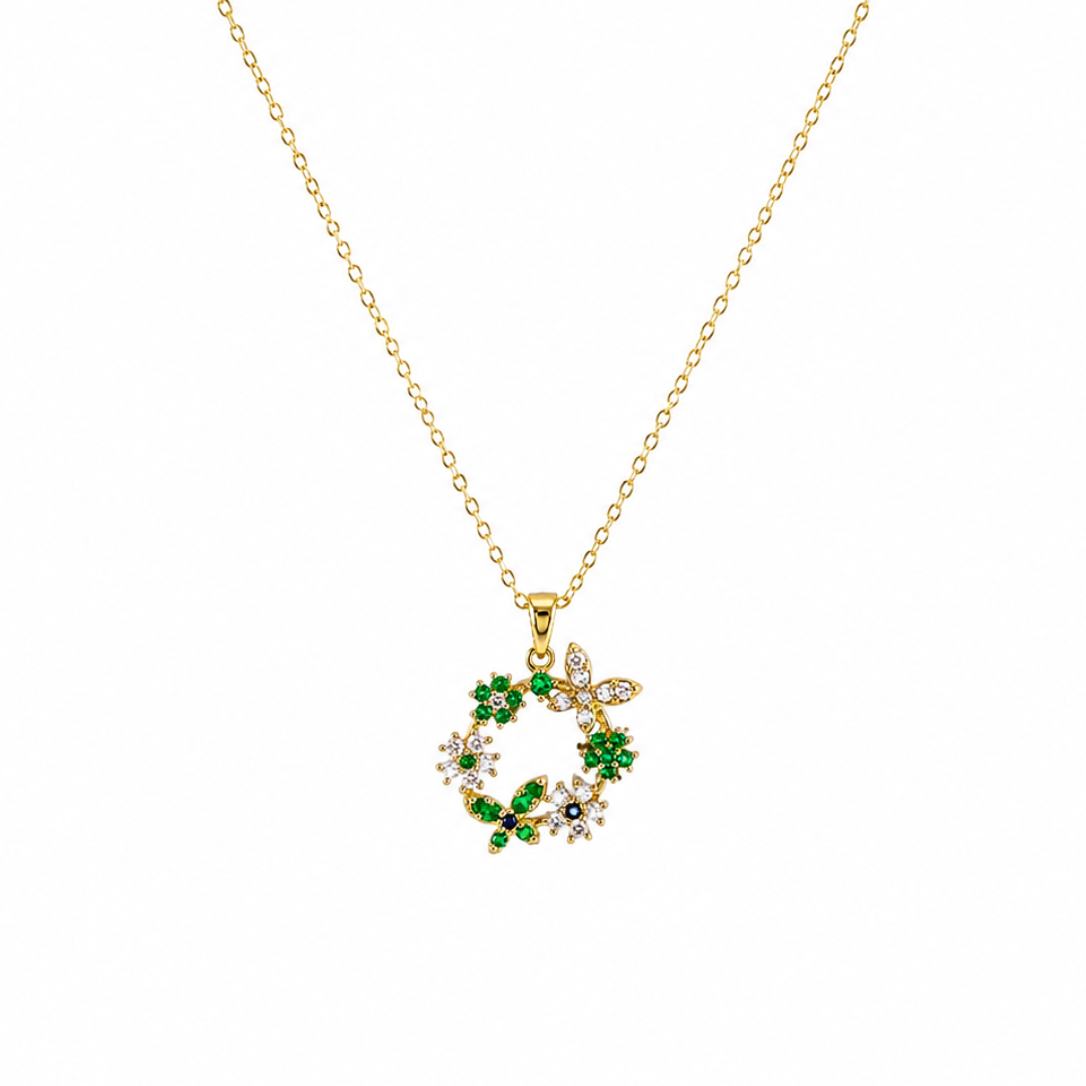 Nora CZ Floral Charm Pendant Necklace