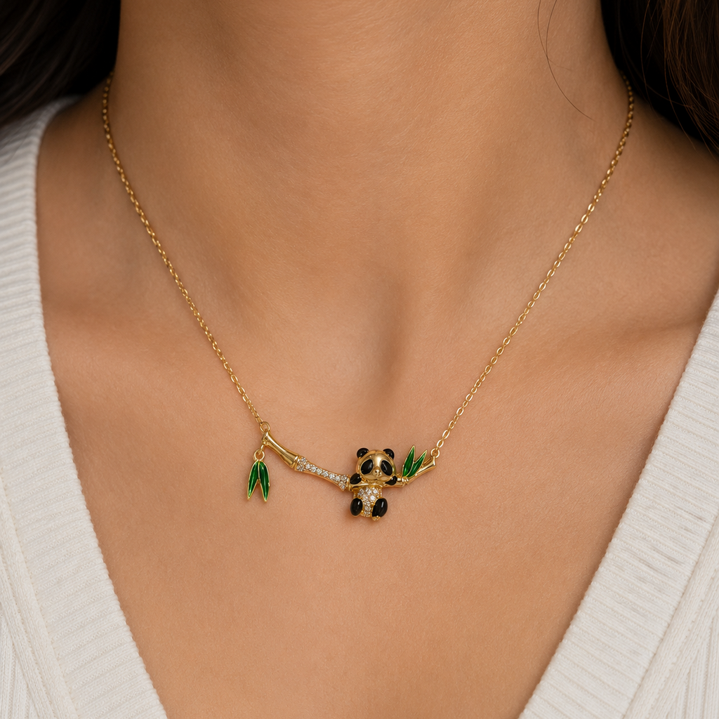 Kiara Panda Bamboo Branch Necklace