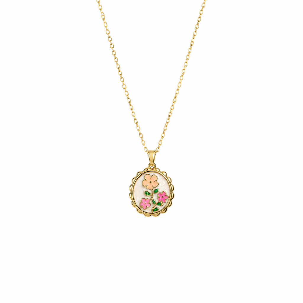 Isla Enamel Floral Charm Necklace
