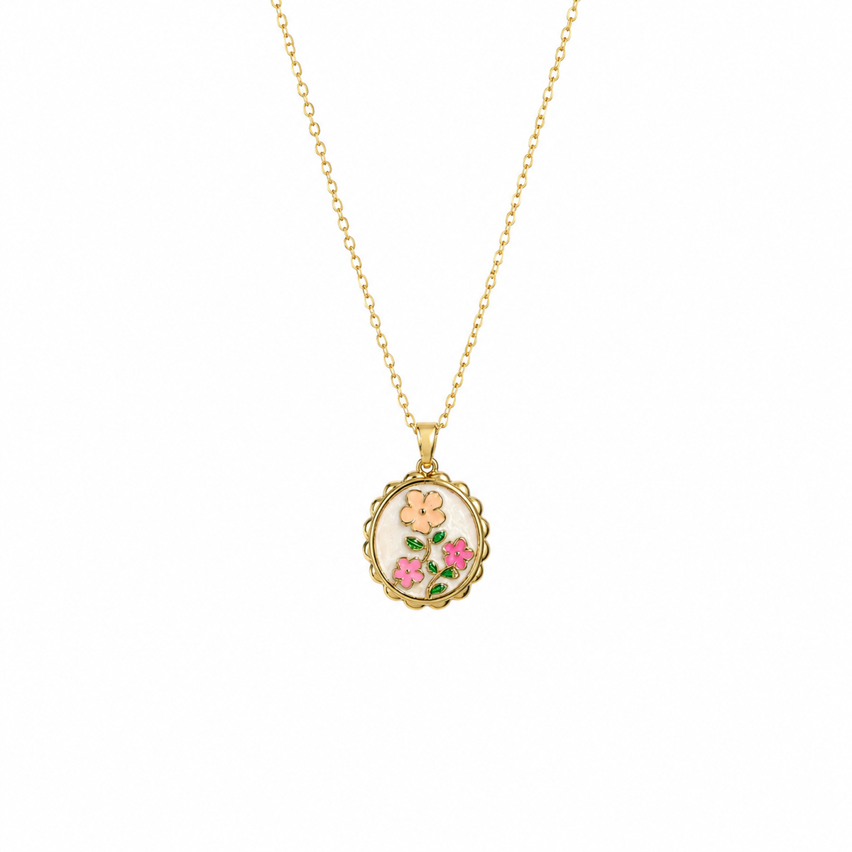 Isla Enamel Floral Charm Necklace
