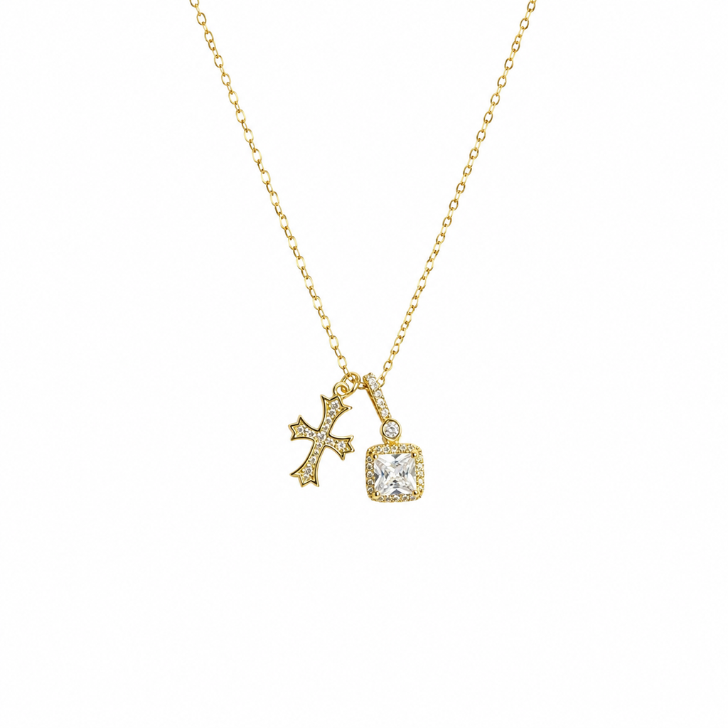 Genevieve Charm Gold Necklace