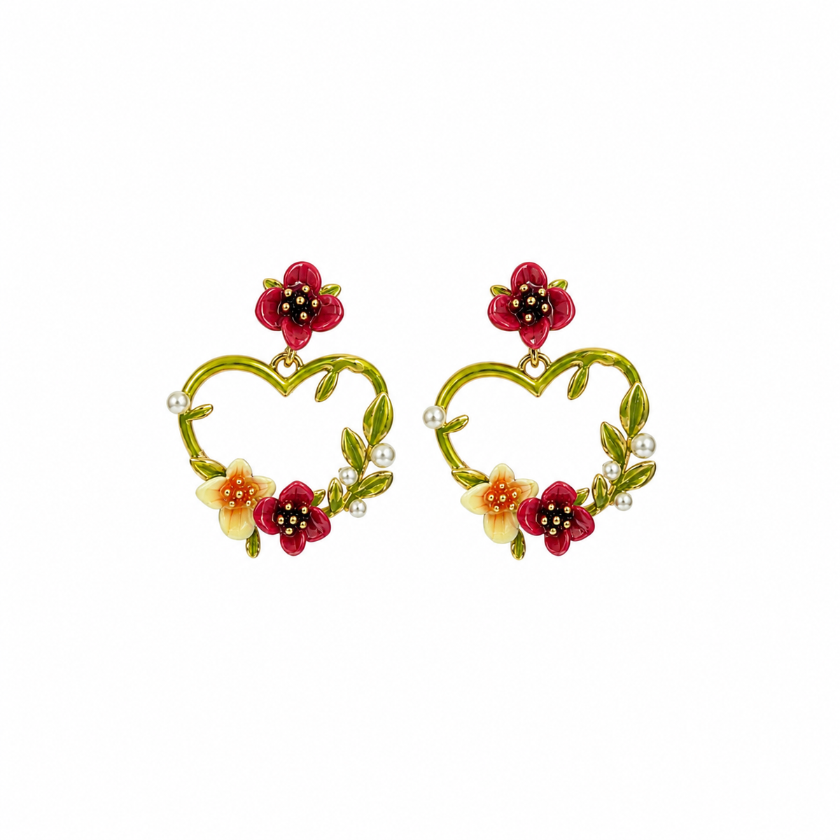 Gabriella Floral Heart Earrings