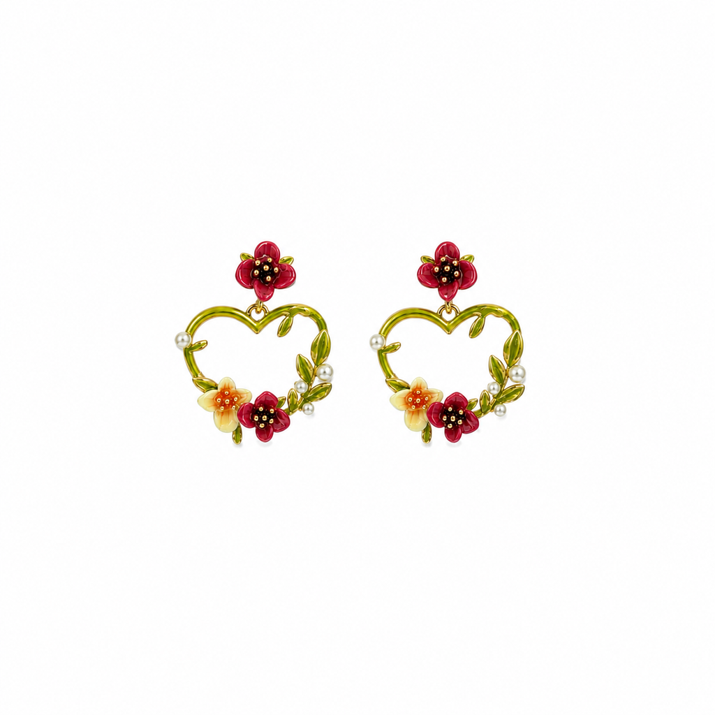 Gabriella Floral Heart Earrings