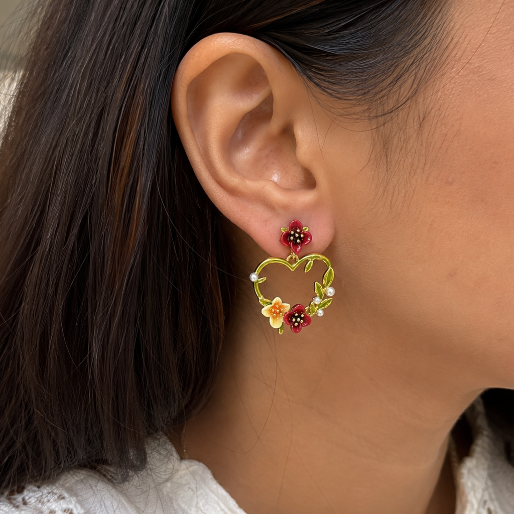 Gabriella Floral Heart Earrings