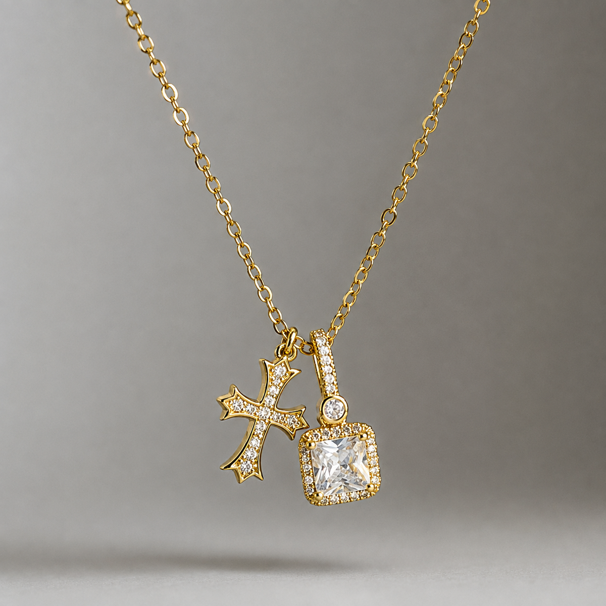 Genevieve Charm Gold Necklace