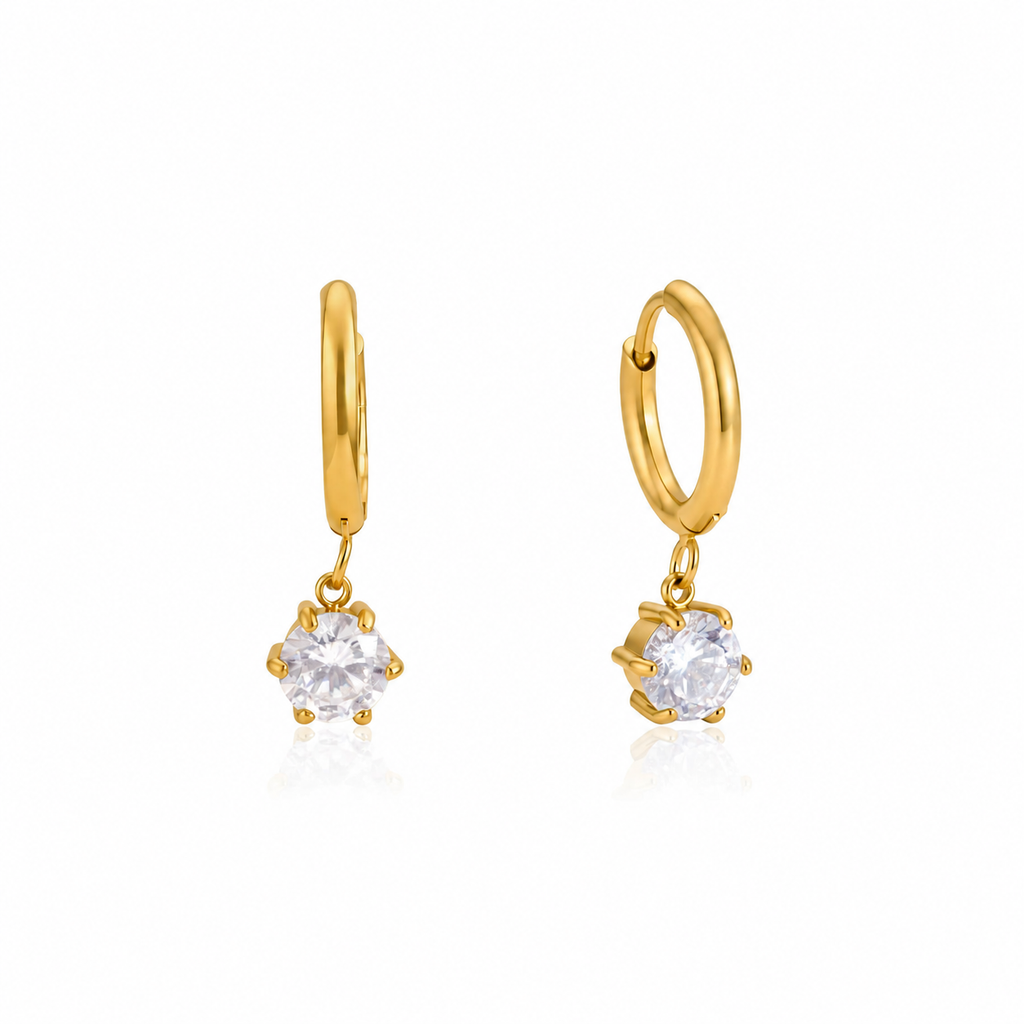 Ava Solitaire Huggie Earrings