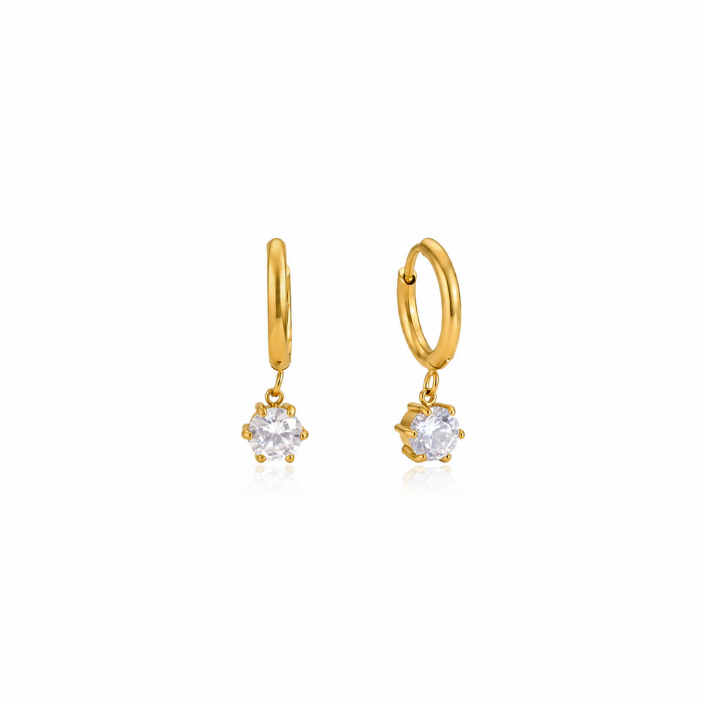 Ava Solitaire Huggie Earrings