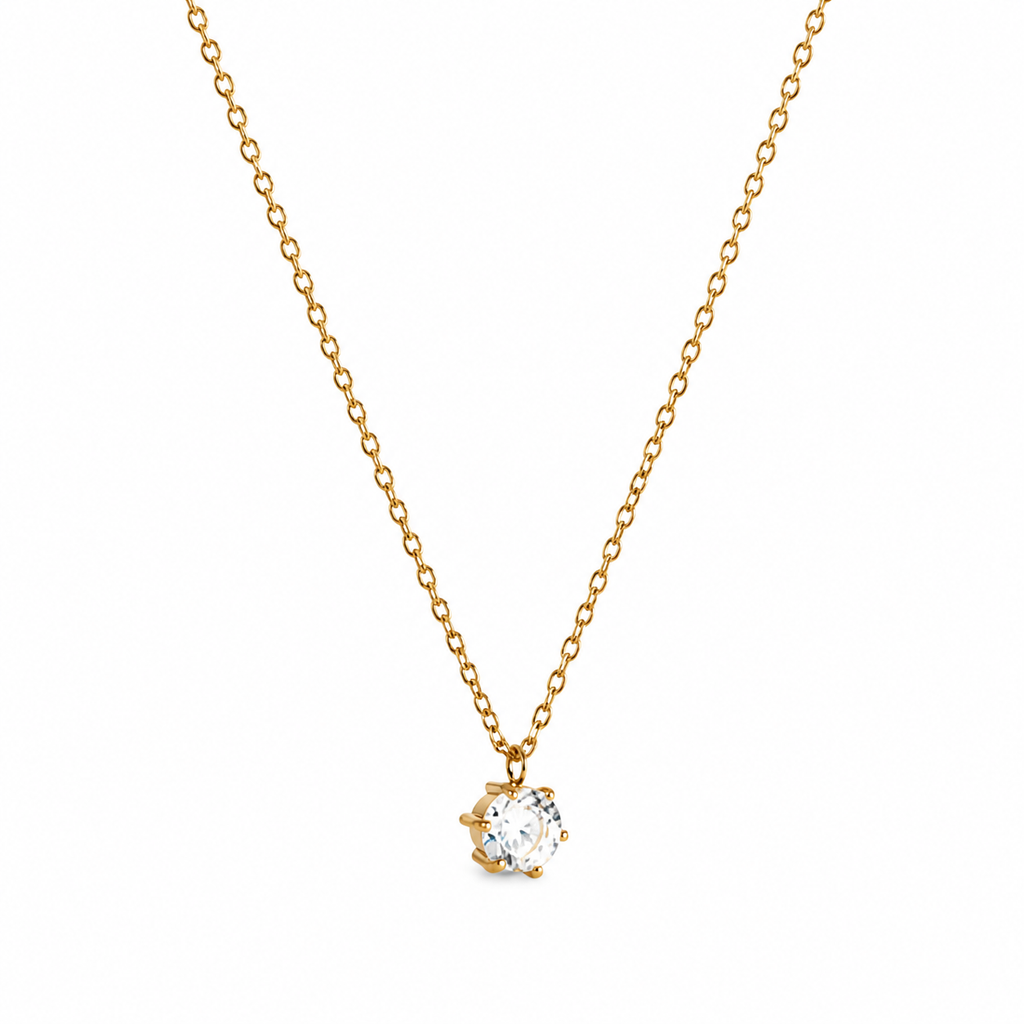 Ava Solitaire Gold Necklace