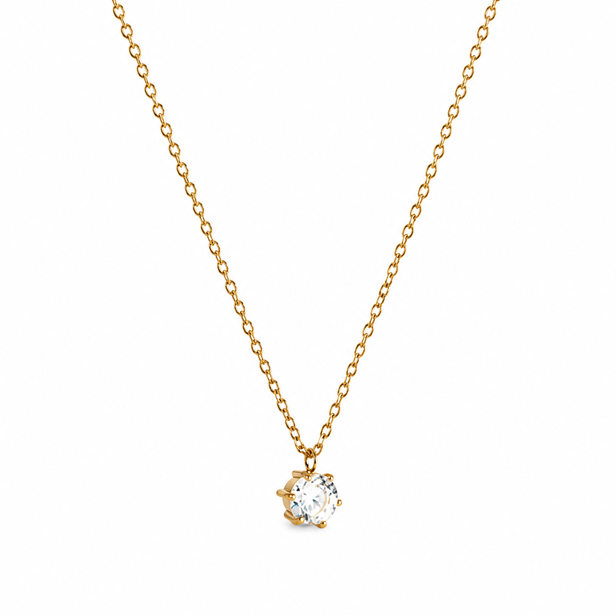 Ava Solitaire Gold Necklace