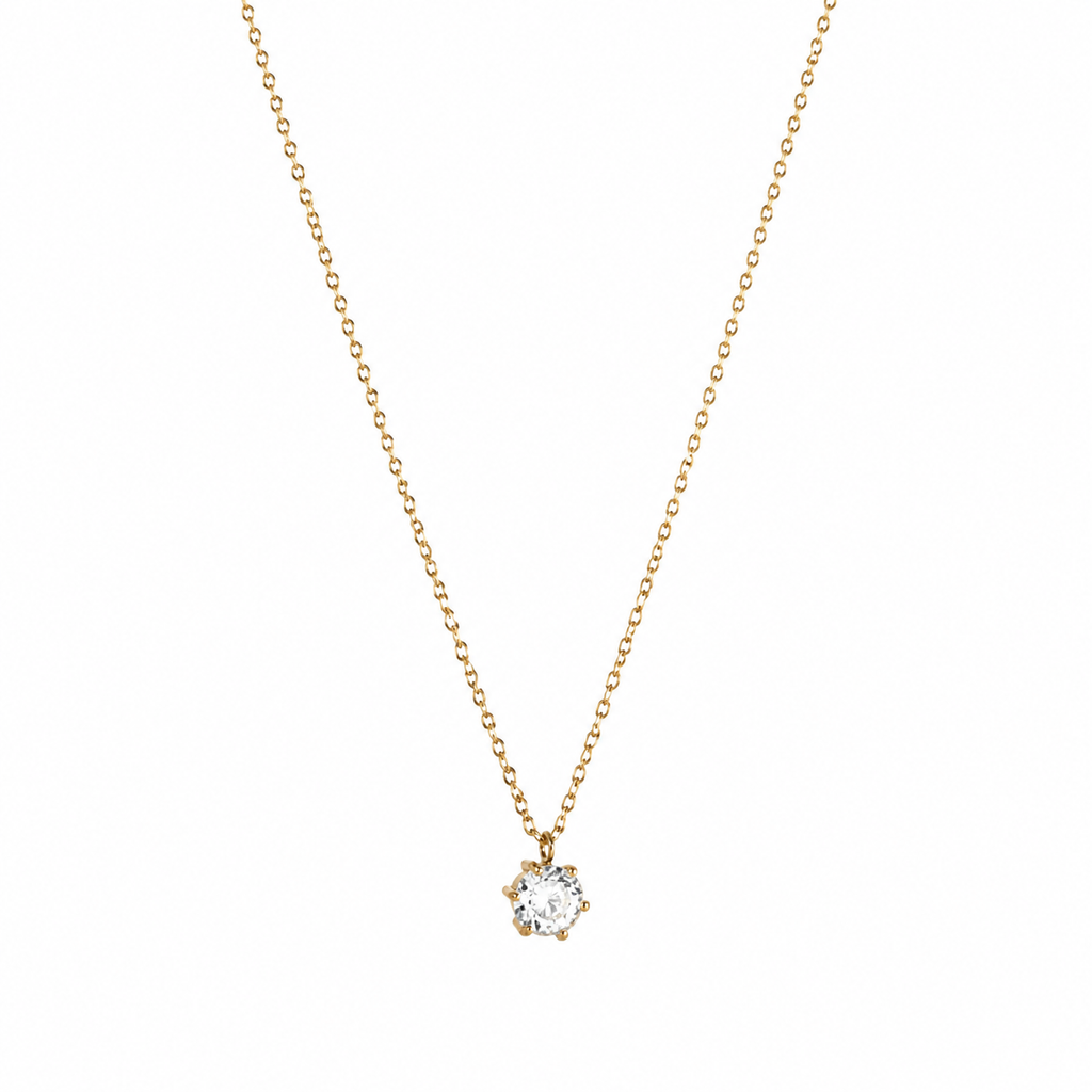Ava Solitaire Gold Necklace