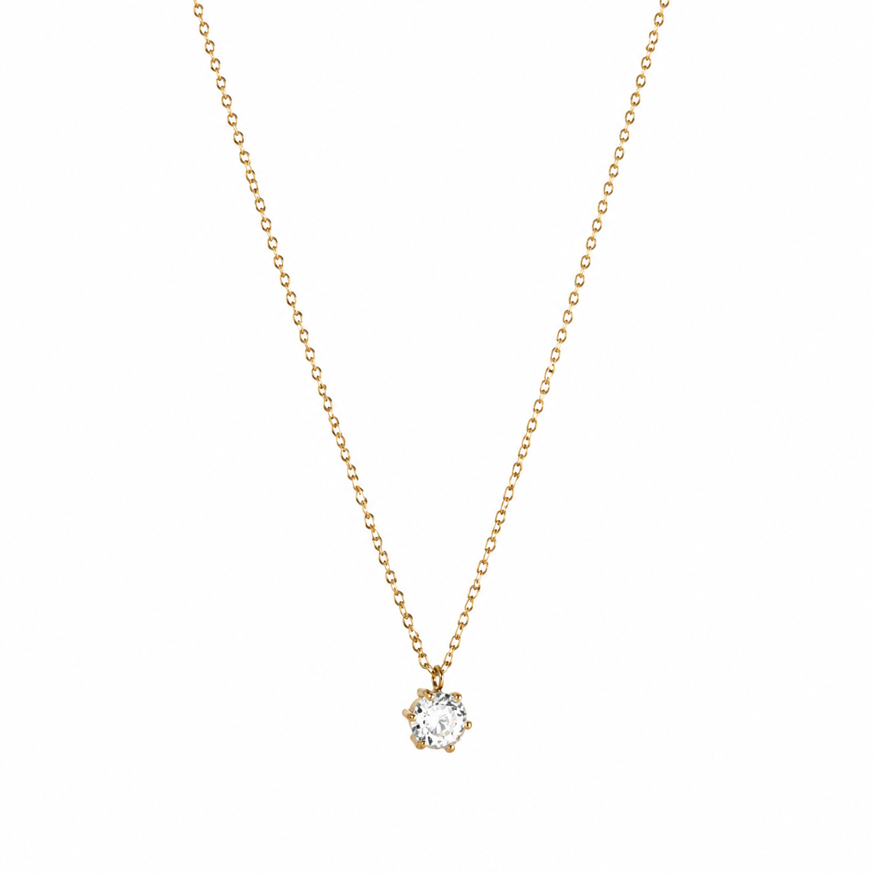 Ava Solitaire Gold Necklace
