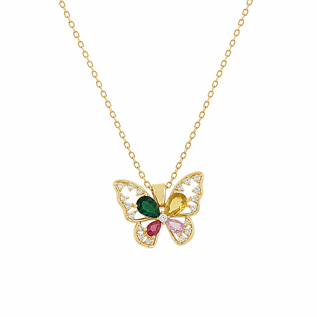 Aria Butterfly Gemstone Pendant Necklace