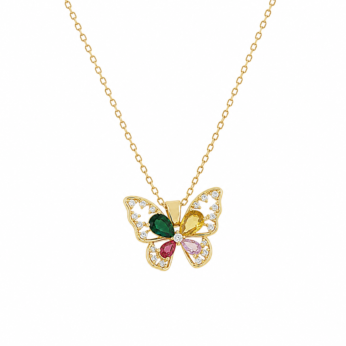 Aria Butterfly Gemstone Pendant Necklace