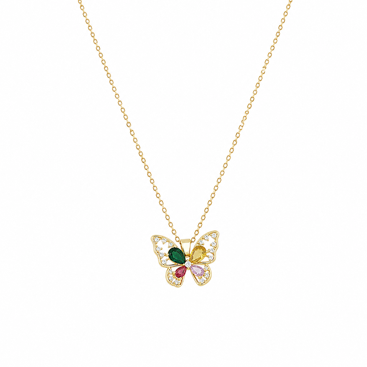 Aria Butterfly Gemstone Pendant Necklace