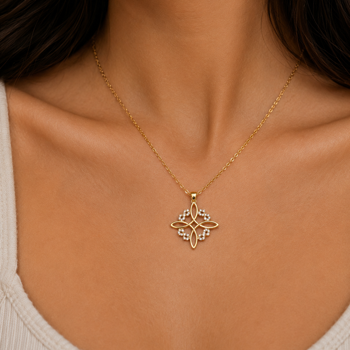 Aanya Floral CZ Pendant Necklace