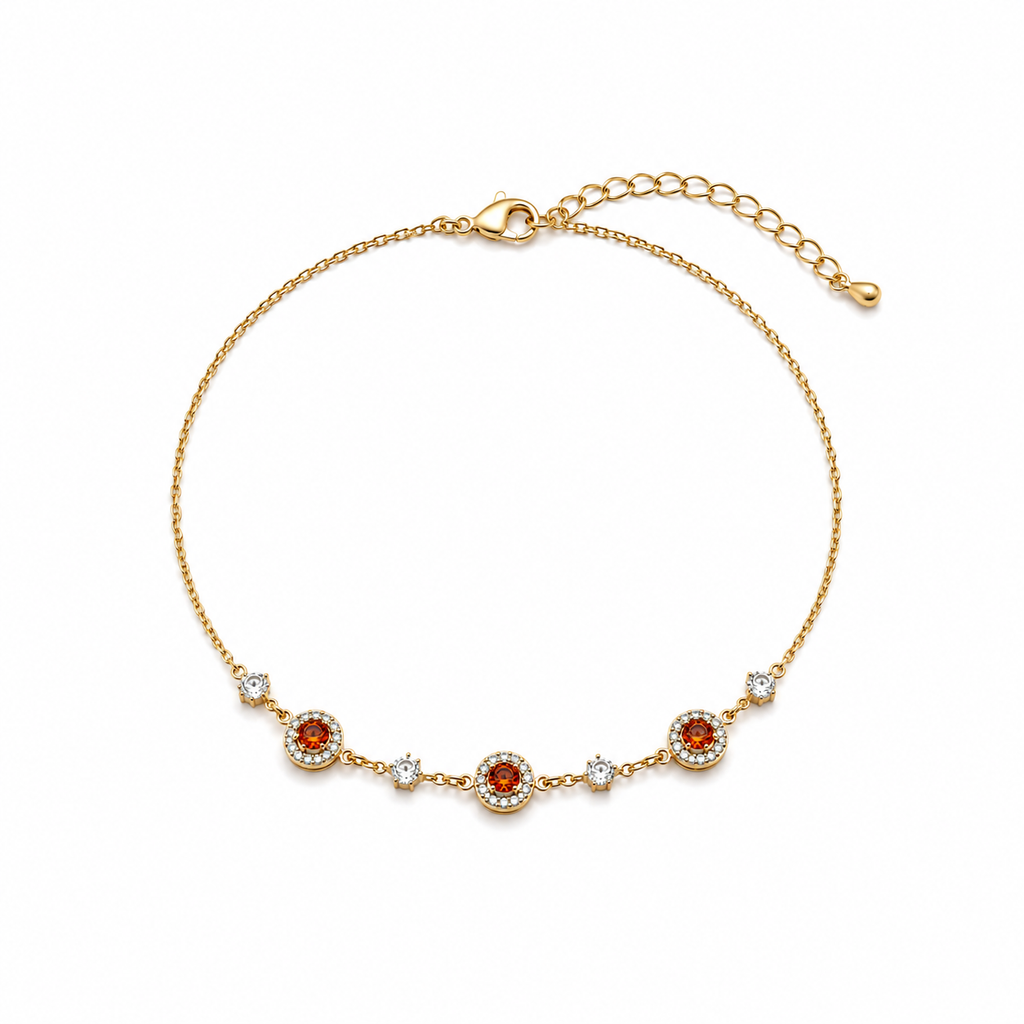 Aanya Red Garnet Hand Chain Bracelet