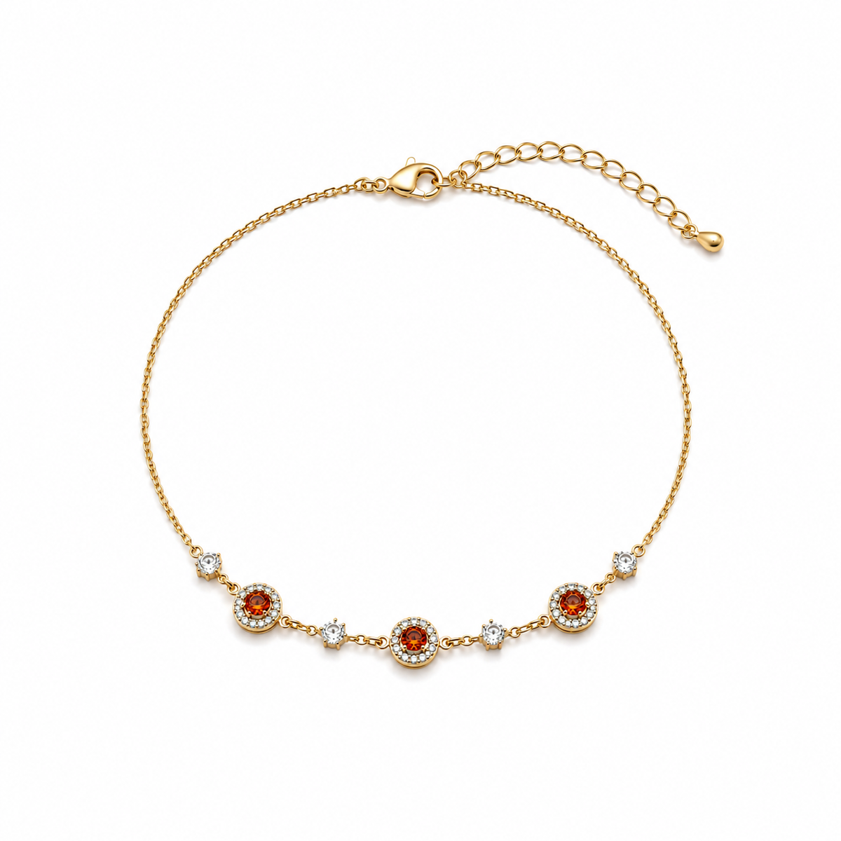 Aanya Red Garnet Hand Chain Bracelet