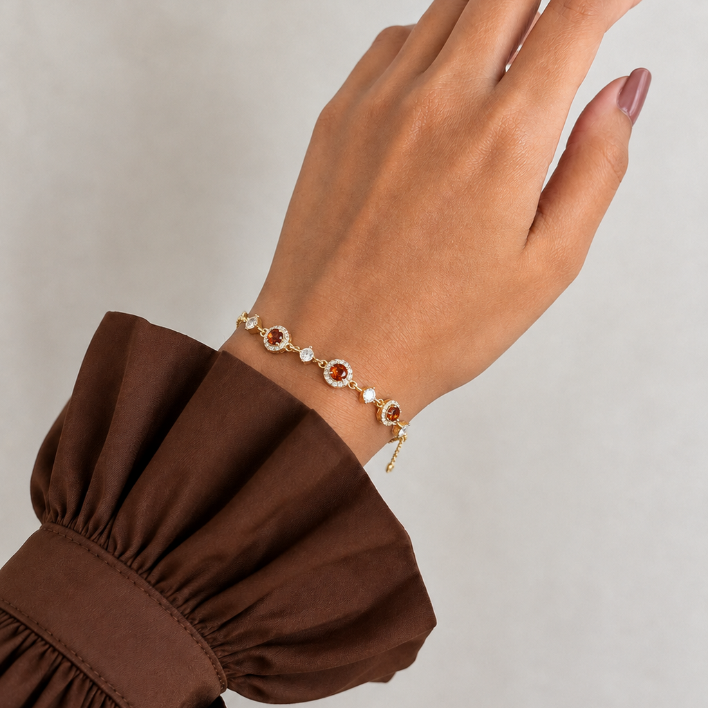 Aanya Red Garnet Hand Chain Bracelet