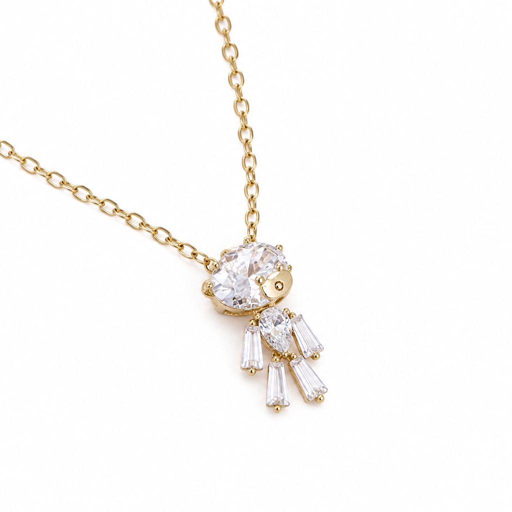 Freya CZ Teddy Pendant Necklace