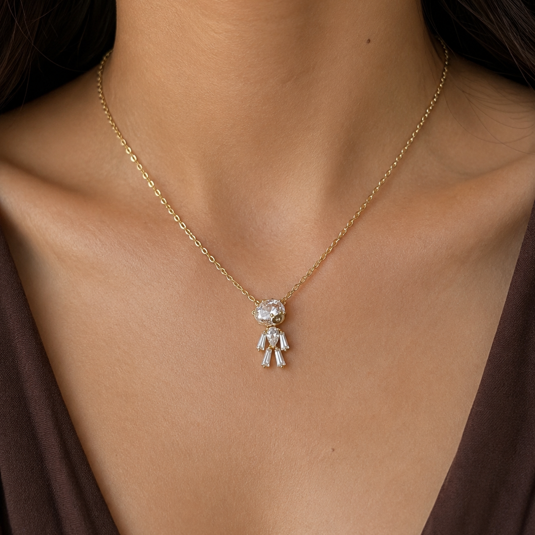 Freya CZ Teddy Pendant Necklace