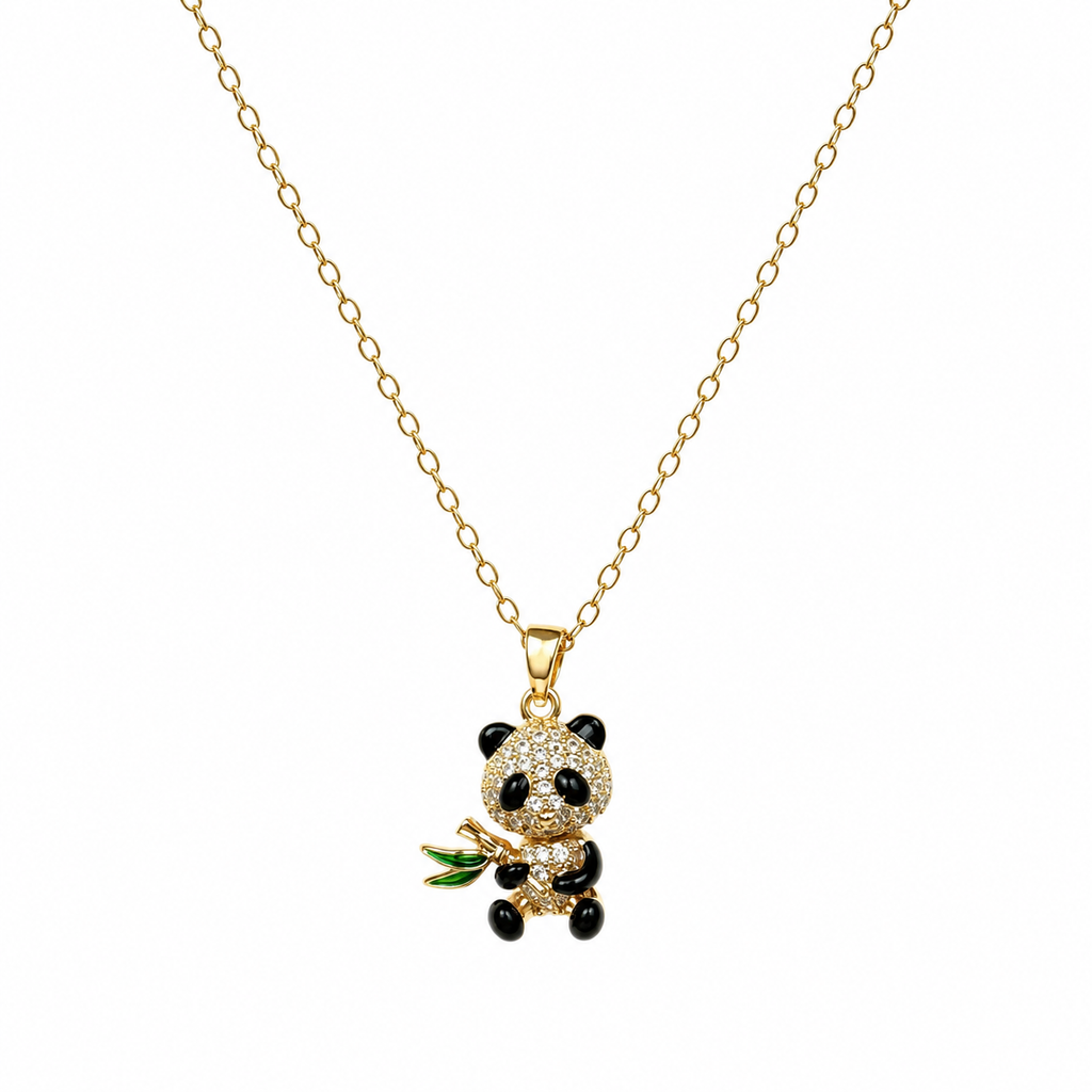 Clara Panda Bamboo Pendant Necklace