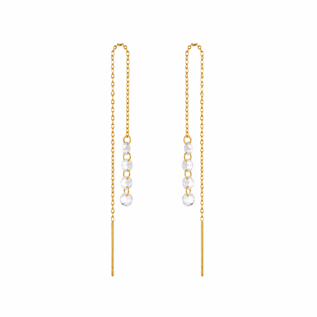 Ella Gold CZ Beaded Chain Earrings