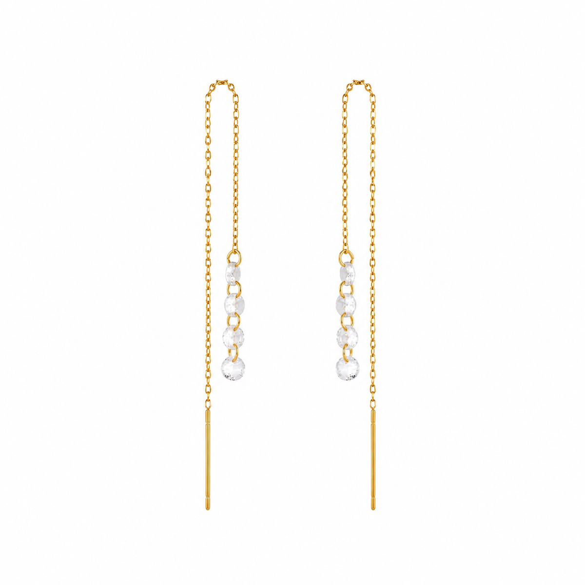 Ella Gold CZ Beaded Chain Earrings