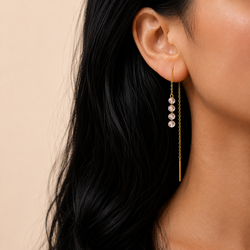 Ella Gold CZ Beaded Chain Earrings