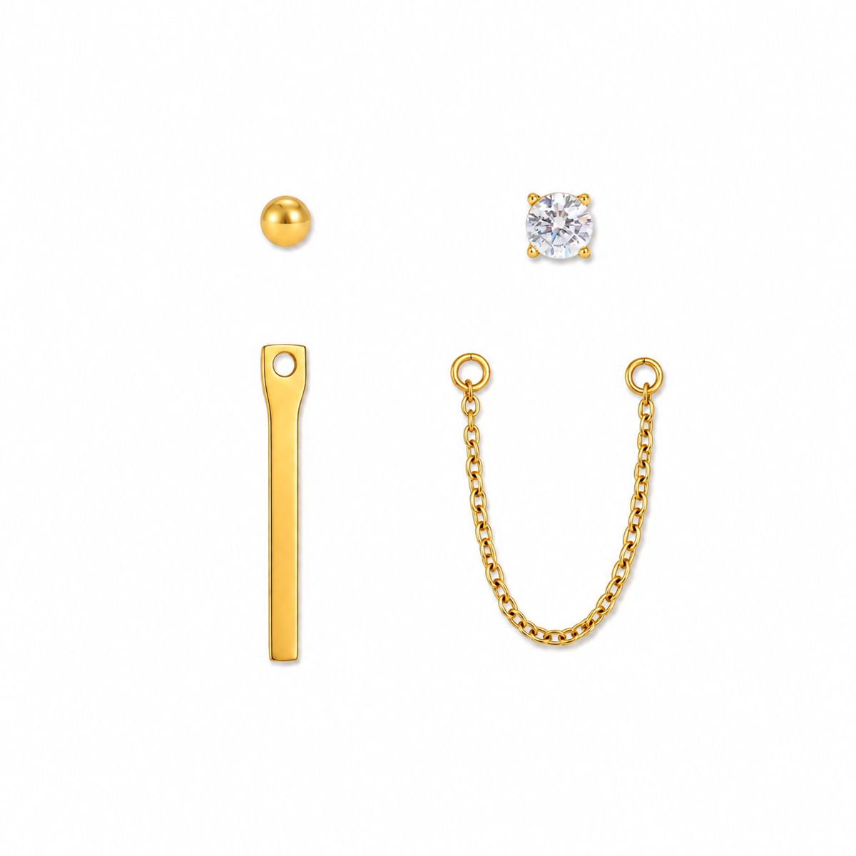 Grace Gold CZ Chain Earring Set