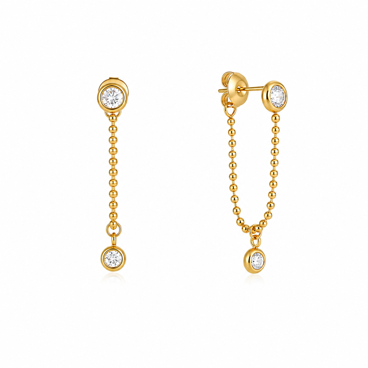 Emma Gold CZ Chain Drop Earrings