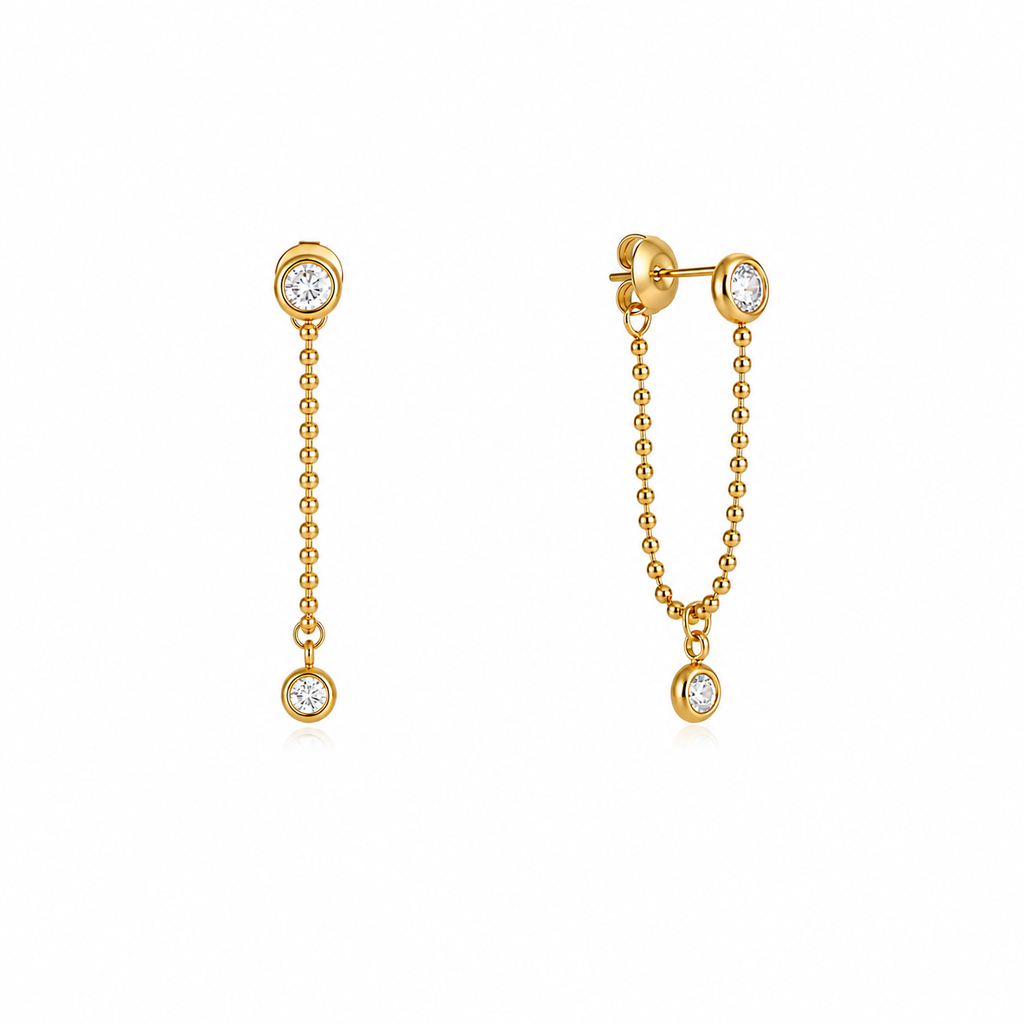 Emma Gold CZ Chain Drop Earrings