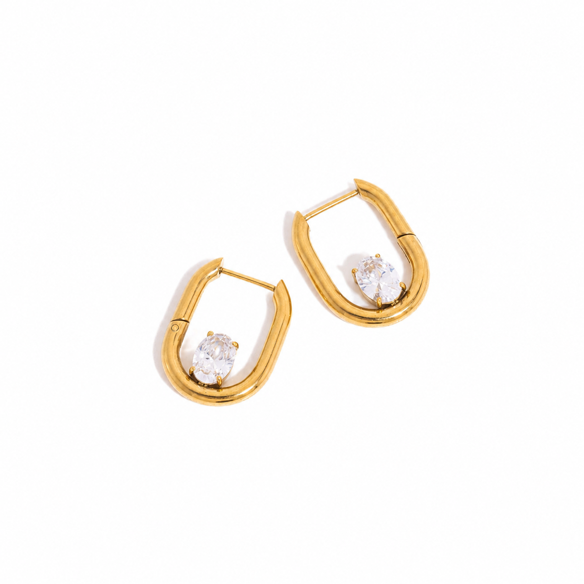 Layla Gold Oval CZ Hoop Earrings