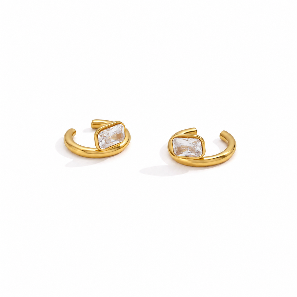 Zoya Gold Square Stone Ear Cuff