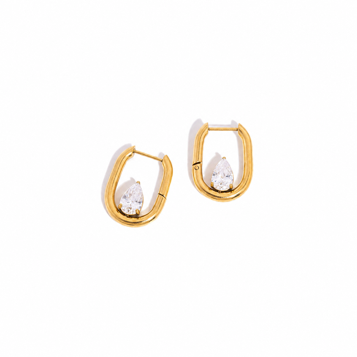 Ava Gold Teardrop CZ Hoop Earrings