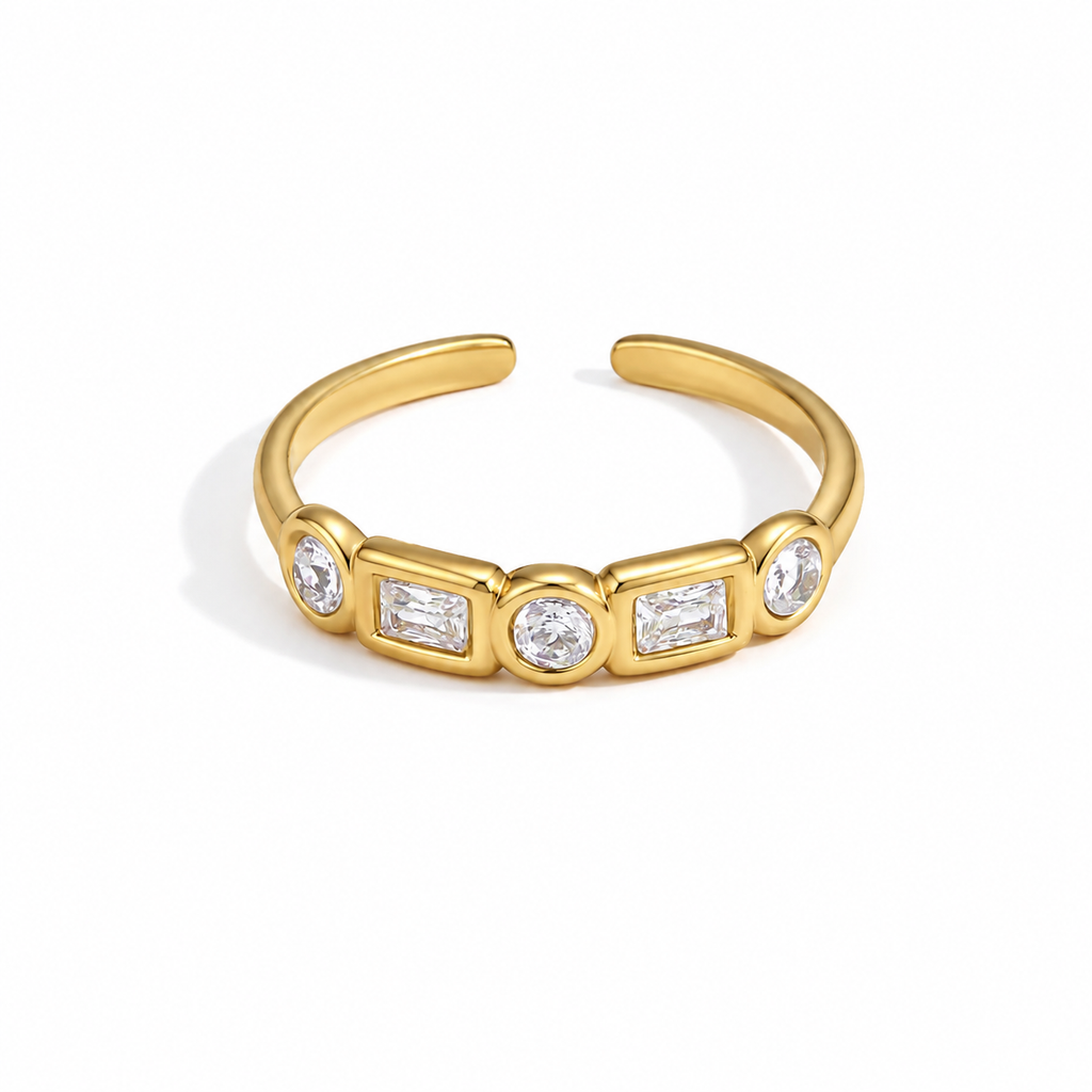 Mia Gold Geometric CZ Adjustable Ring