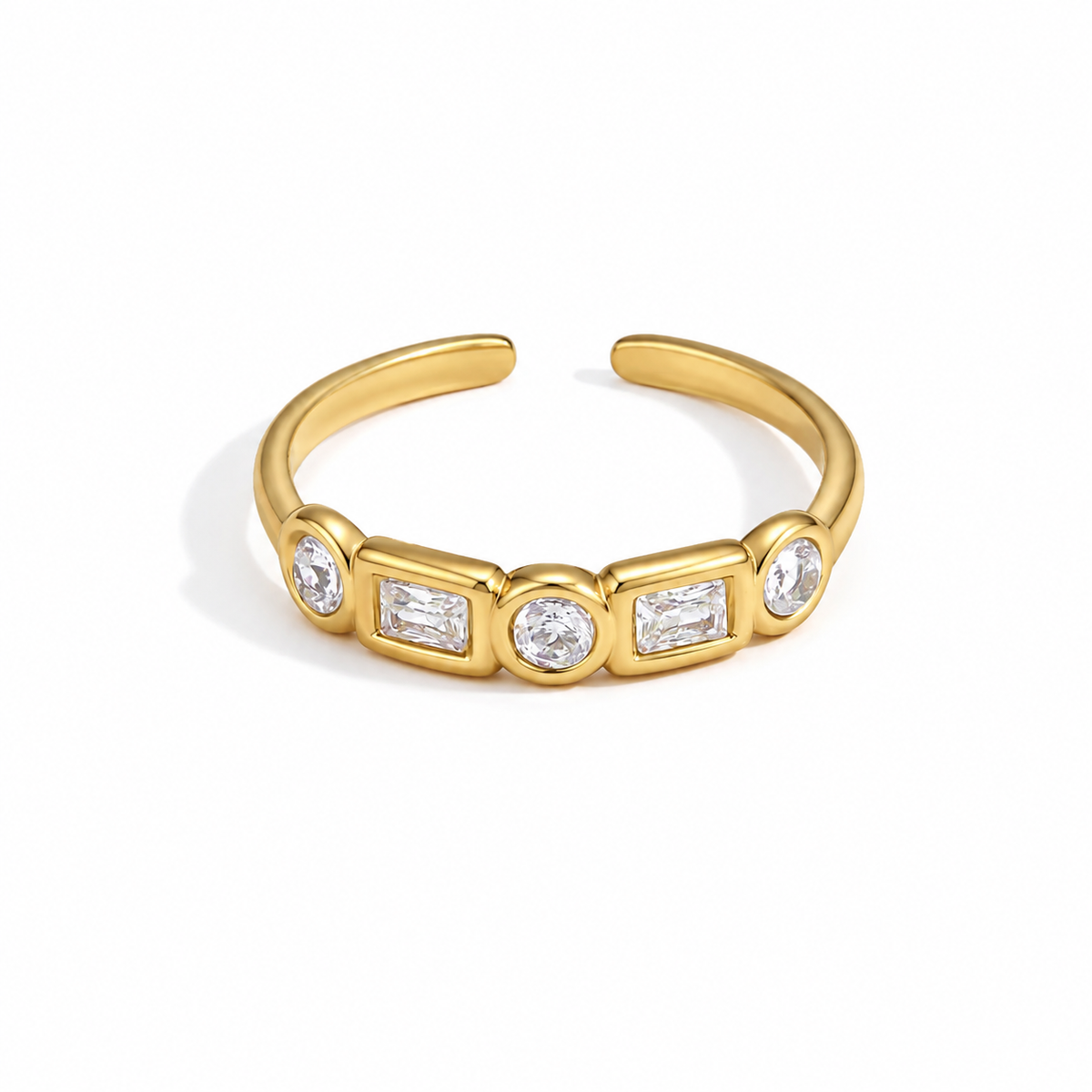 Mia Gold Geometric CZ Adjustable Ring