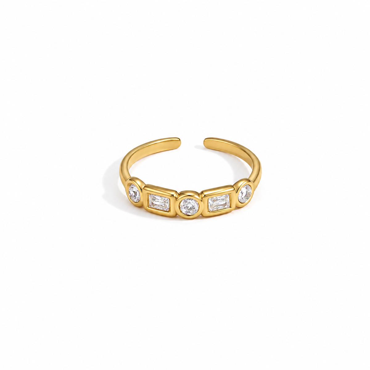 Mia Gold Geometric CZ Adjustable Ring