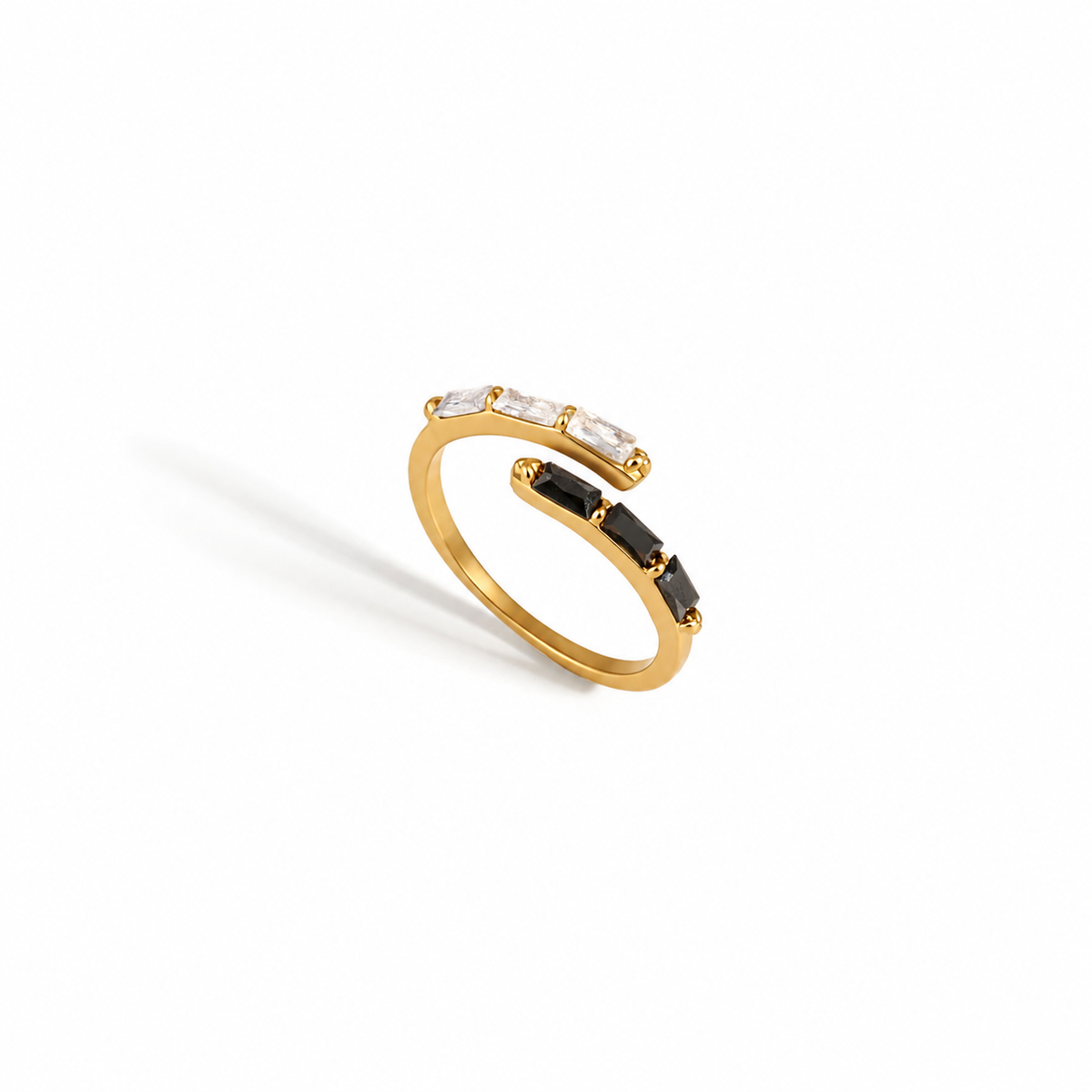 Aria Gold Black & White CZ Adjustable Ring