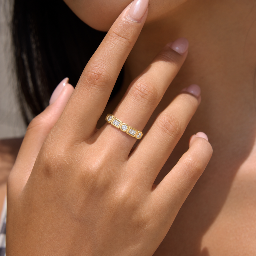 Mia Gold Geometric CZ Adjustable Ring