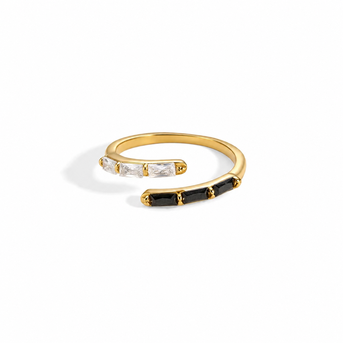 Aria Gold Black & White CZ Adjustable Ring