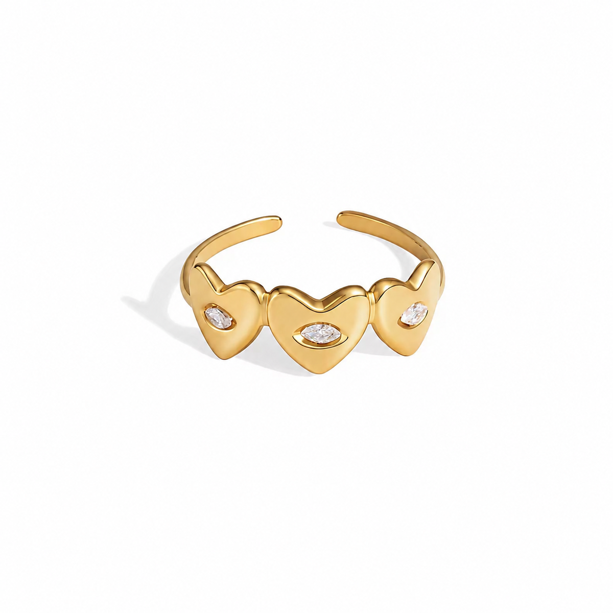 Sofia Gold Triple Heart Adjustable Ring