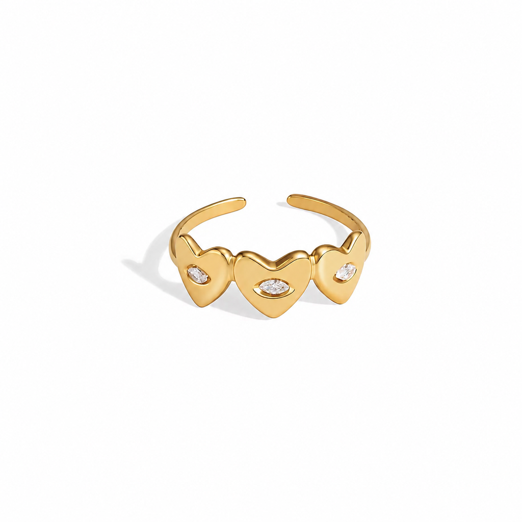 Sofia Gold Triple Heart Adjustable Ring