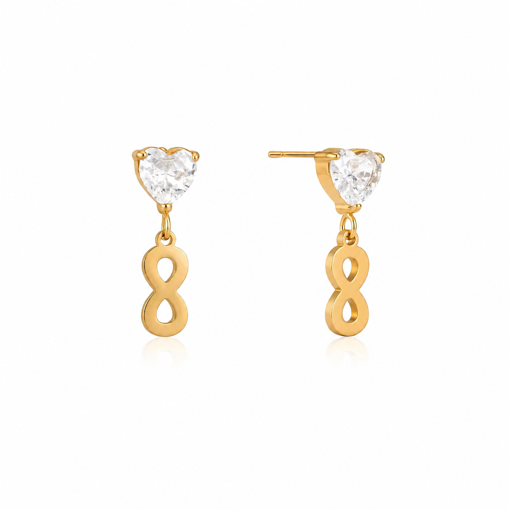 Luna Gold Heart Infinity CZ Drop Earrings