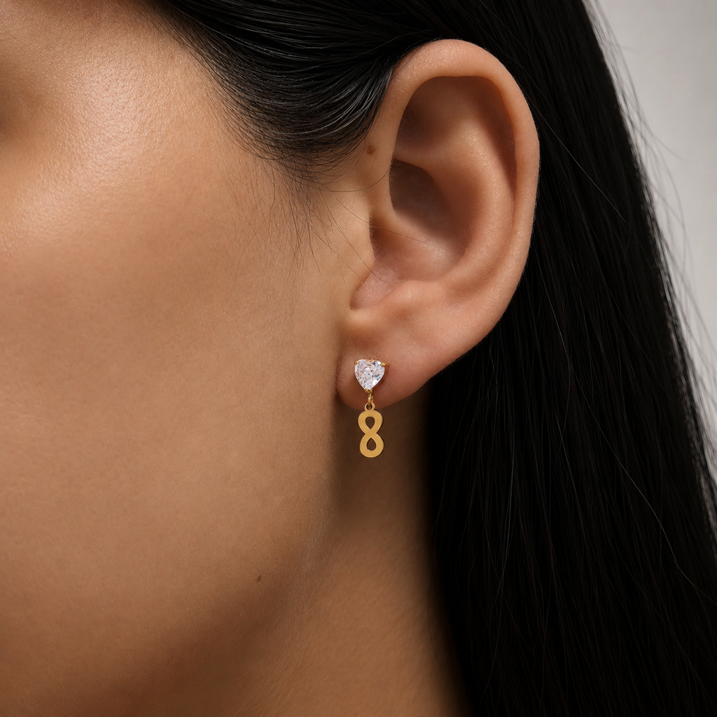 Luna Gold Heart Infinity CZ Drop Earrings