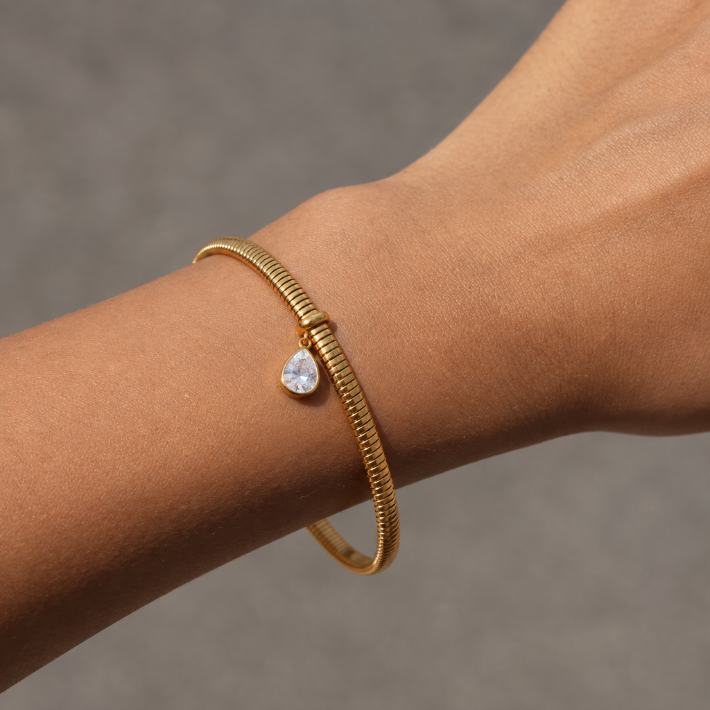 Nora Gold Teardrop Snake Chain Bracelet