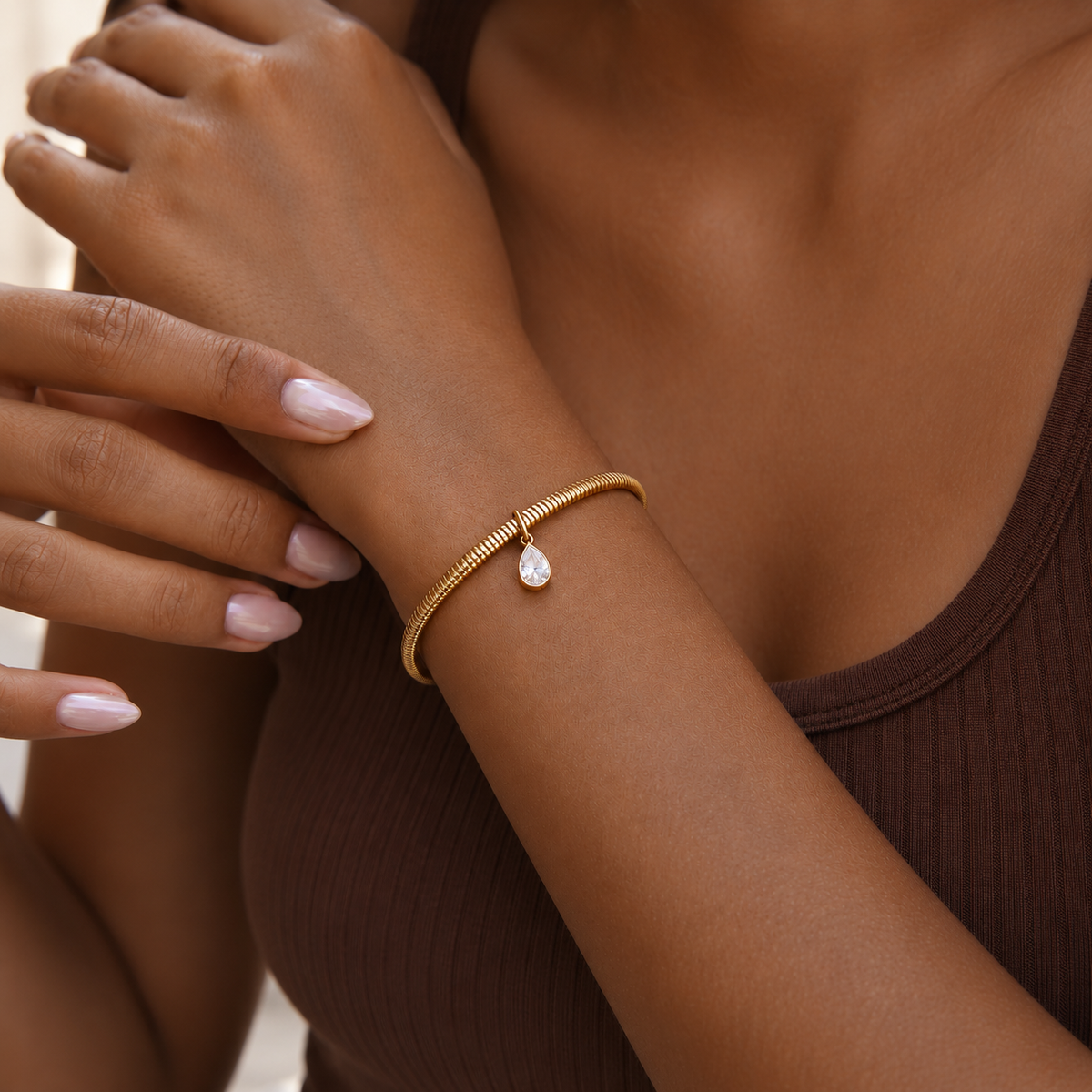 Nora Gold Teardrop Snake Chain Bracelet