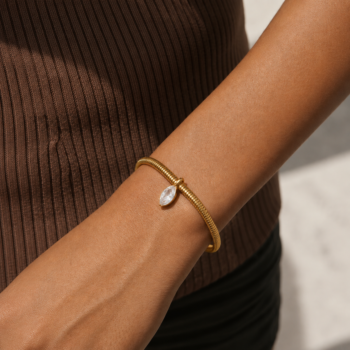 Sienna Gold Snake Chain CZ Charm Bracelet